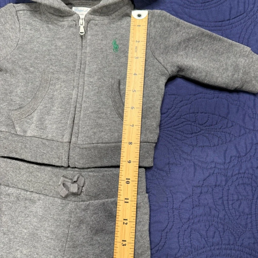 Ralph Lauren Baby Boys Gray Fleece Hoodie and Joggers Tracksuit Set 3M